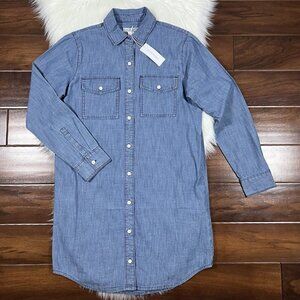 Outerknown Women's Size XS Blue Chambray 100% Organic‎ Cotton Shirt Dress